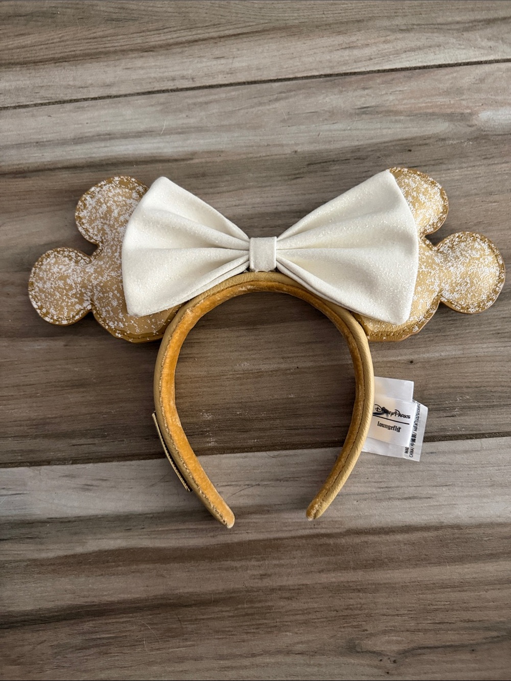 Disney Beignet  Minnie Ear Headband with Ivory Bow